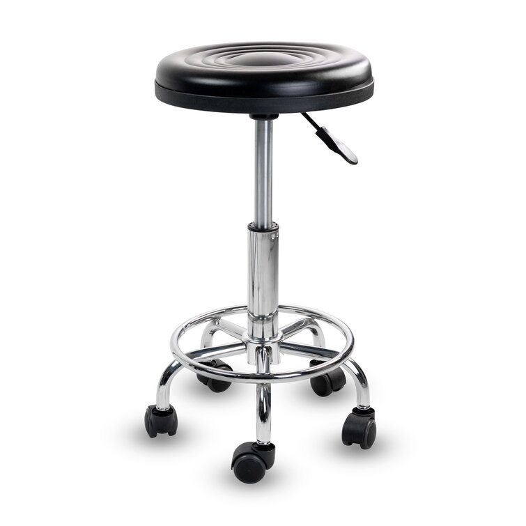 Mount It Height Adjustable Stool w Wheels Backless Rolling